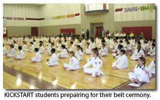 KICKSTART students prepairing for their belt cermony.