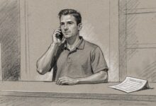 A staff member on the phone at the front counter with a price sheet beside him