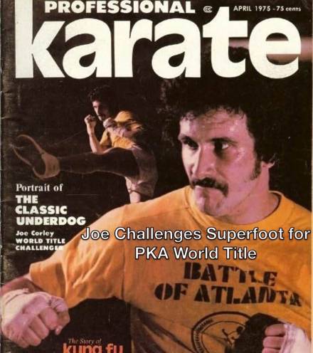 Cover of Professional Karate magazine, April 1975, featuring Joe Corley as world title challenger