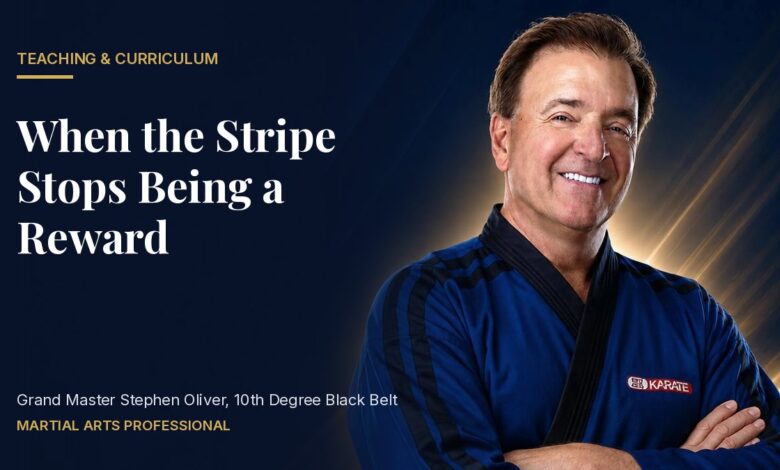 Grand Master Stephen Oliver beside the headline When the Stripe Stops Being a Reward