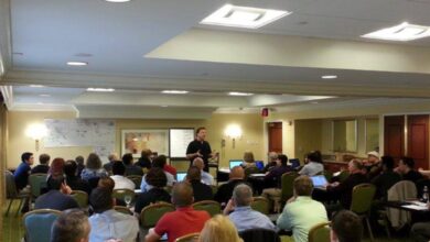 Grand Master Stephen Oliver presenting to martial arts school owners