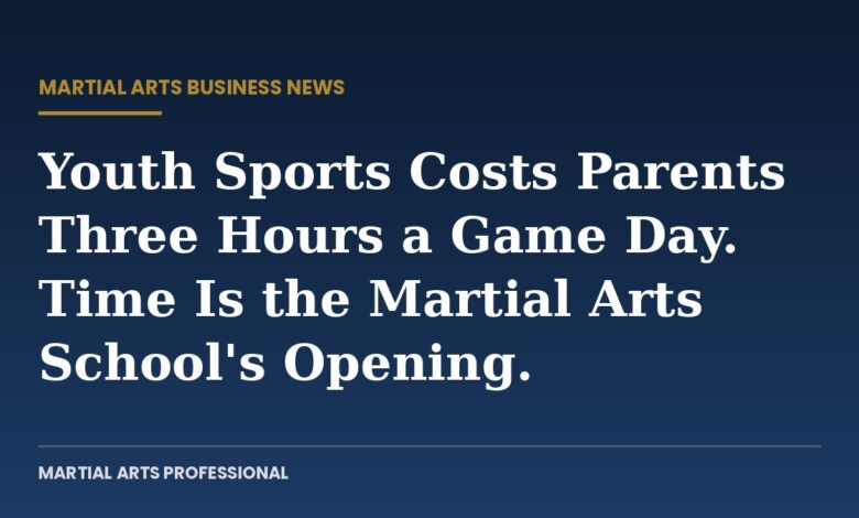 Martial Arts Professional card: youth sports costs parents three hours a game day; time is the martial arts school's opening