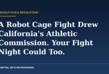 Martial Arts Professional card: a robot cage fight drew California's athletic commission; your fight night could too