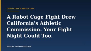 Martial Arts Professional card: a robot cage fight drew California's athletic commission; your fight night could too