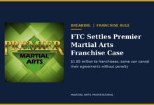 Premier Martial Arts logo beside the headline FTC Settles Premier Martial Arts Franchise Case