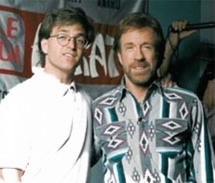 Stephen Oliver with Chuck Norris at the Mile High Karate school in Arvada, Colorado